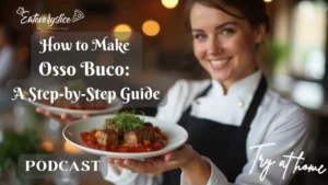 Tender, slow-braised Osso Buco with a rich tomato sauce, served with gremolata, featured on the Eat Every Slice podcast.