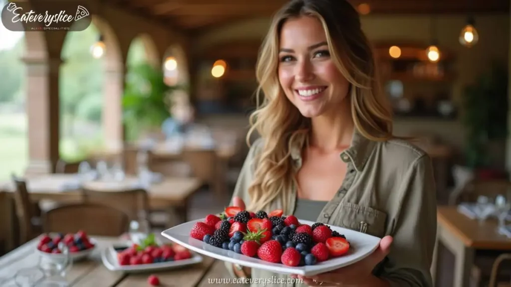 vibrant mixed berries - raspberries, blackberries, blueberries - cascading over a rustic wooden surface